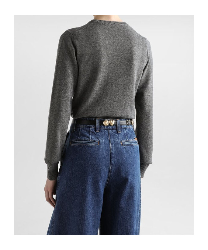 Dolce & Gabbana Round-neck Cropped Sweater In Gray