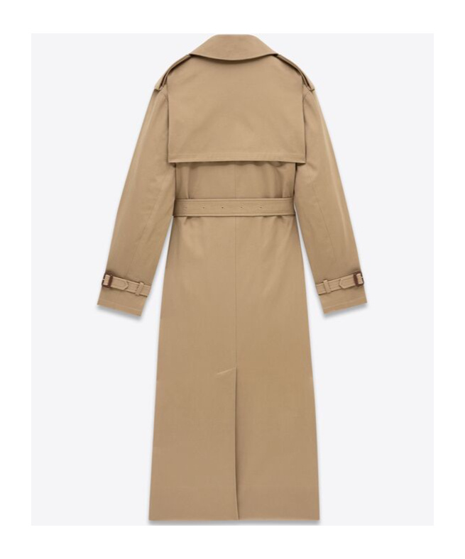 Saint Laurent Double-breasted Belted Trench Coat In Nude