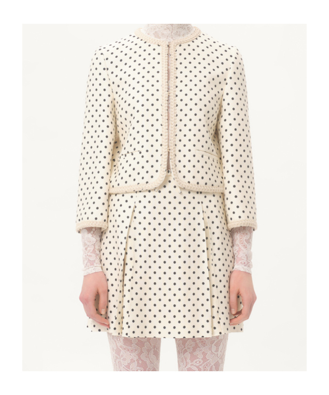 Valentino Supergran Polka Dot Printed Blazer In Light Beige/black