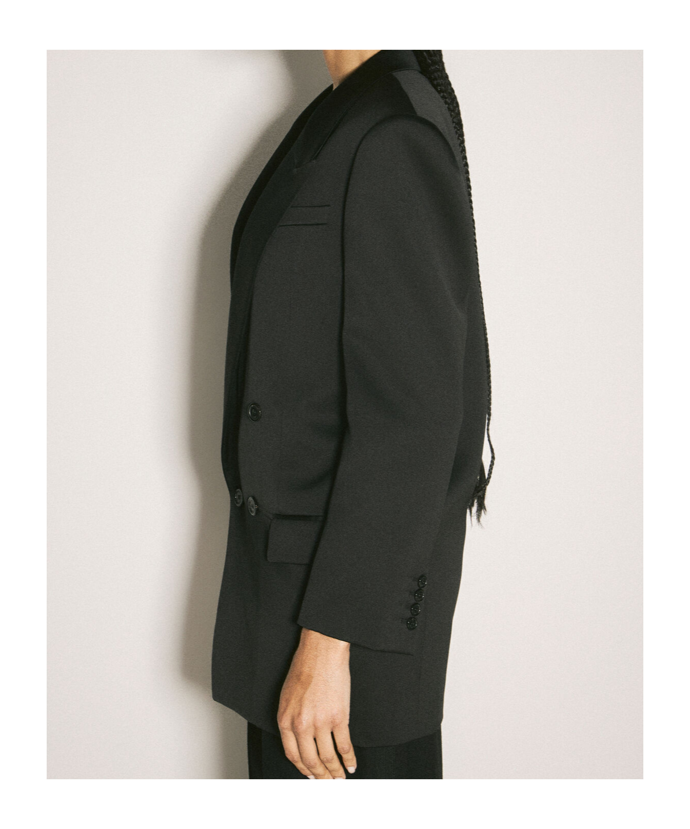 Saint Laurent Long-sleeved Suit Coat In Black