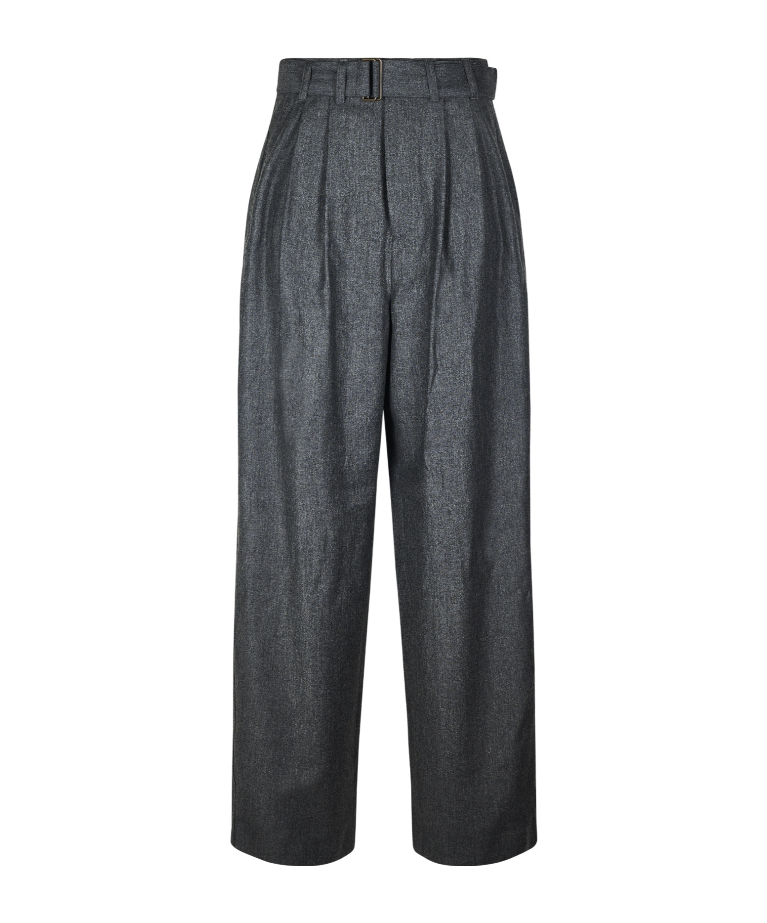 Soeur Belted Pleated Straight Trousers In Black