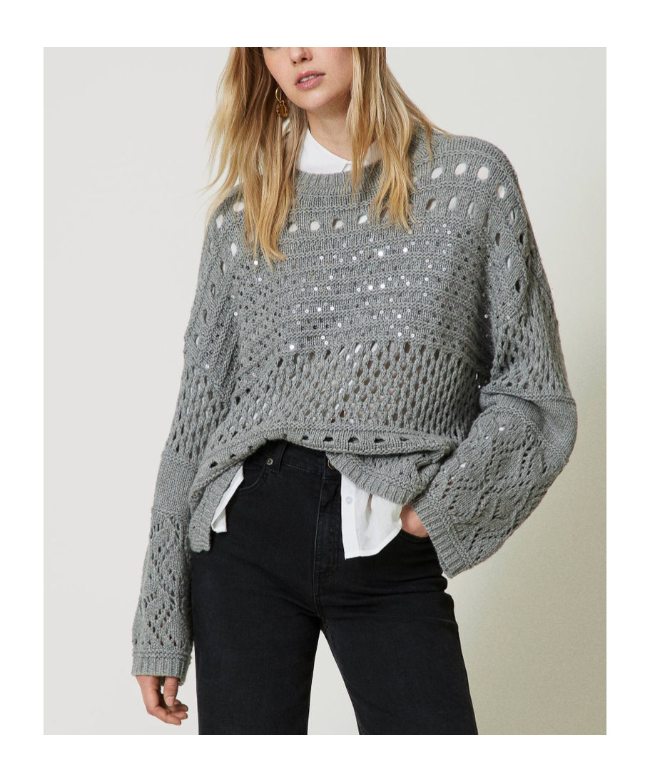 Shop Twinset Sequin Jumper In Gray