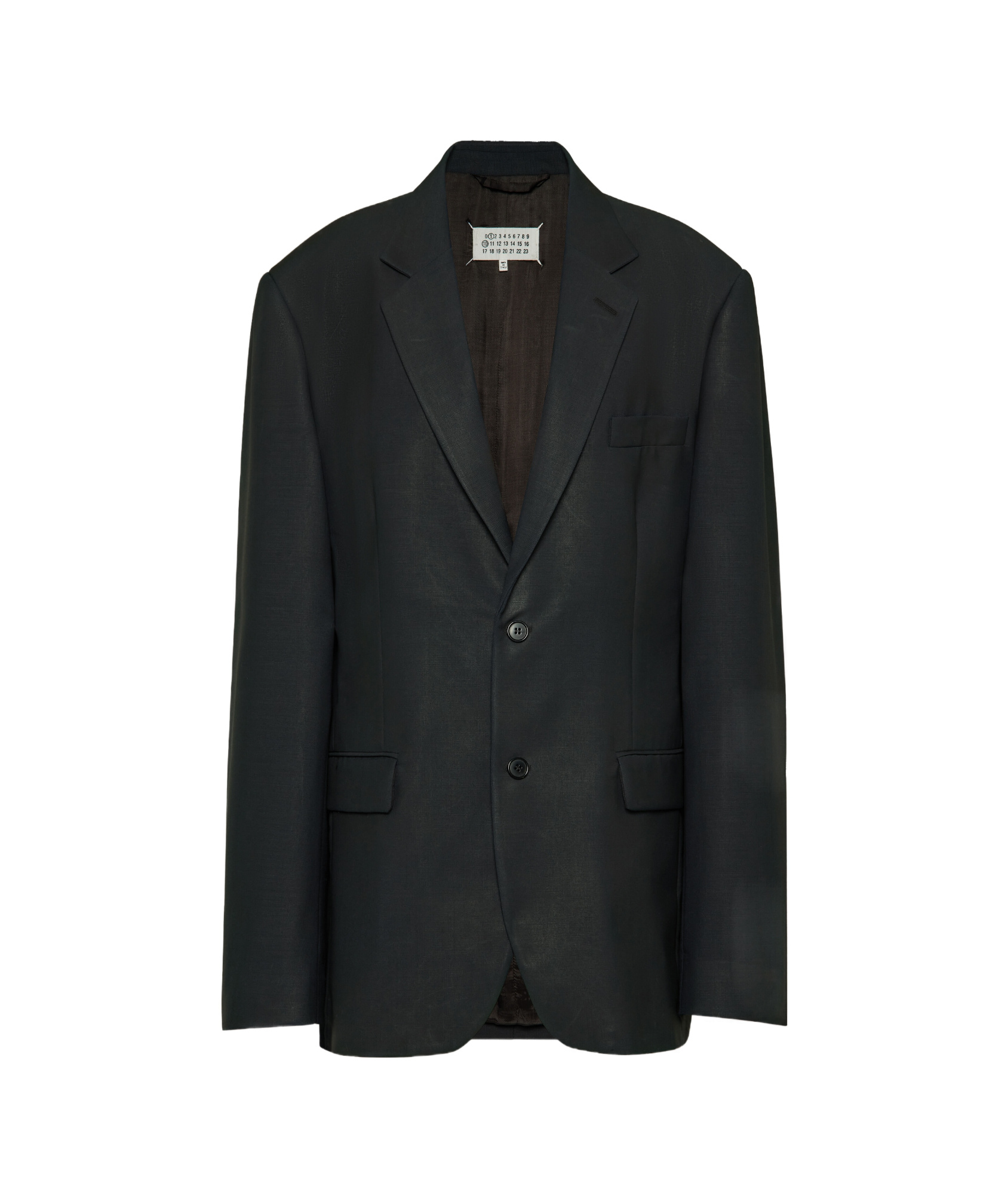 Maison Margiela Black Jacket With Classic Lapels And Logo Stitching On The Back In Mohair And Wool Blend Woman In Black