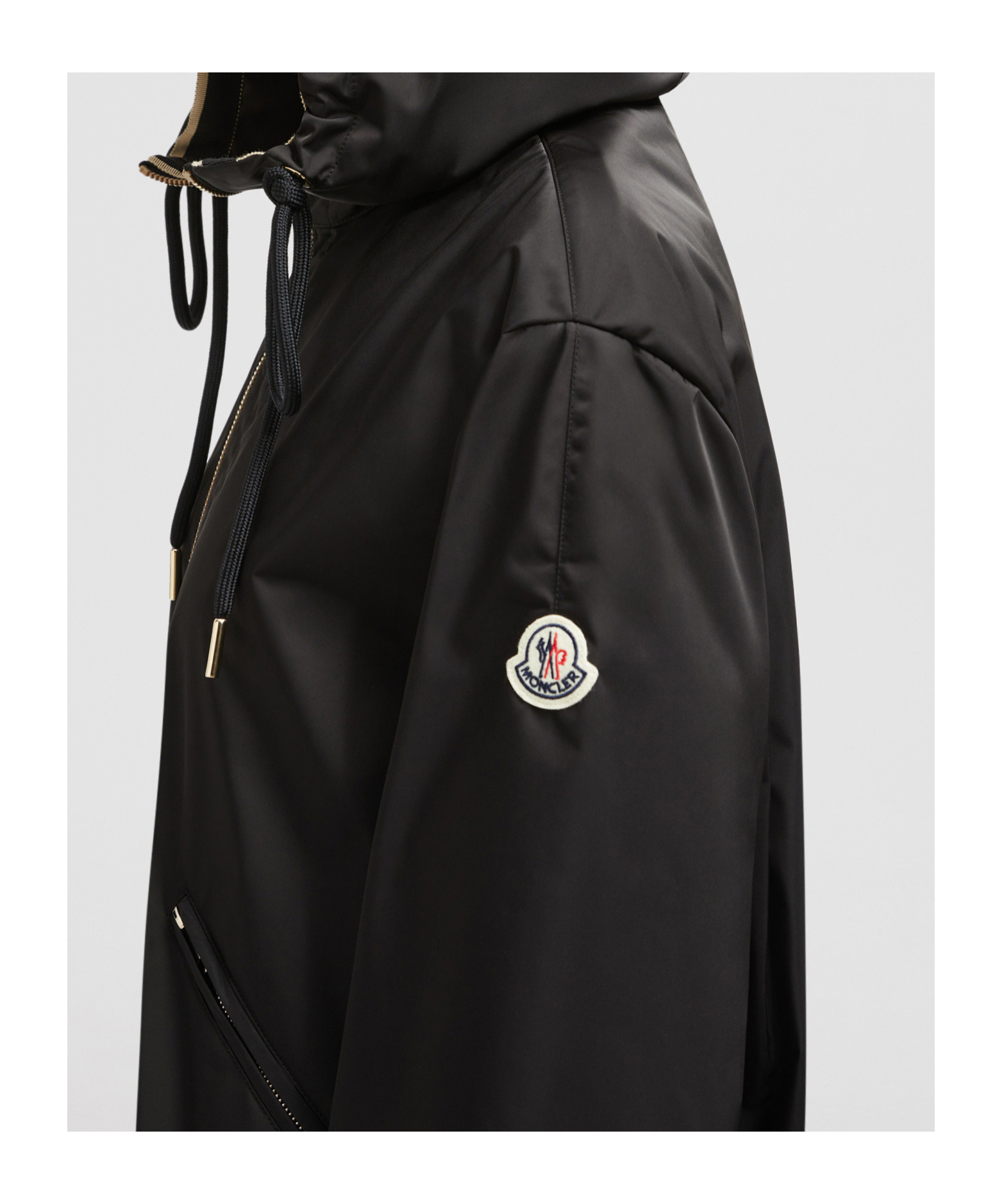Moncler Logo Patch Windbreaker Jacket In Black