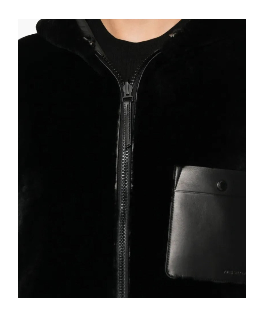 Yves Salomon Patch Pocket Hooded Jacket In Black