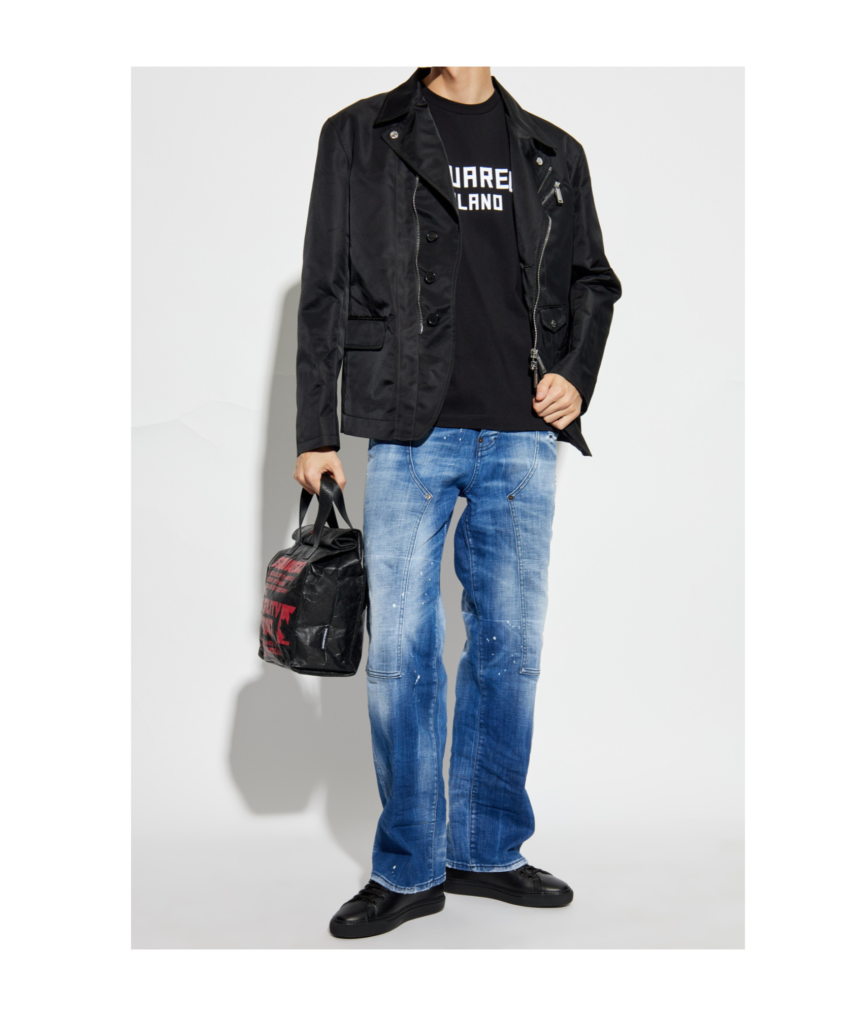 Dsquared2 Black Crewneck T-shirt With Logo Lettering On The Front In Black
