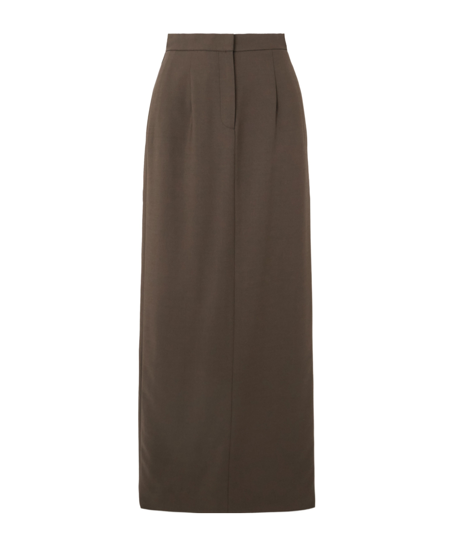 Tove Back Slit Midi Skirt In Brown