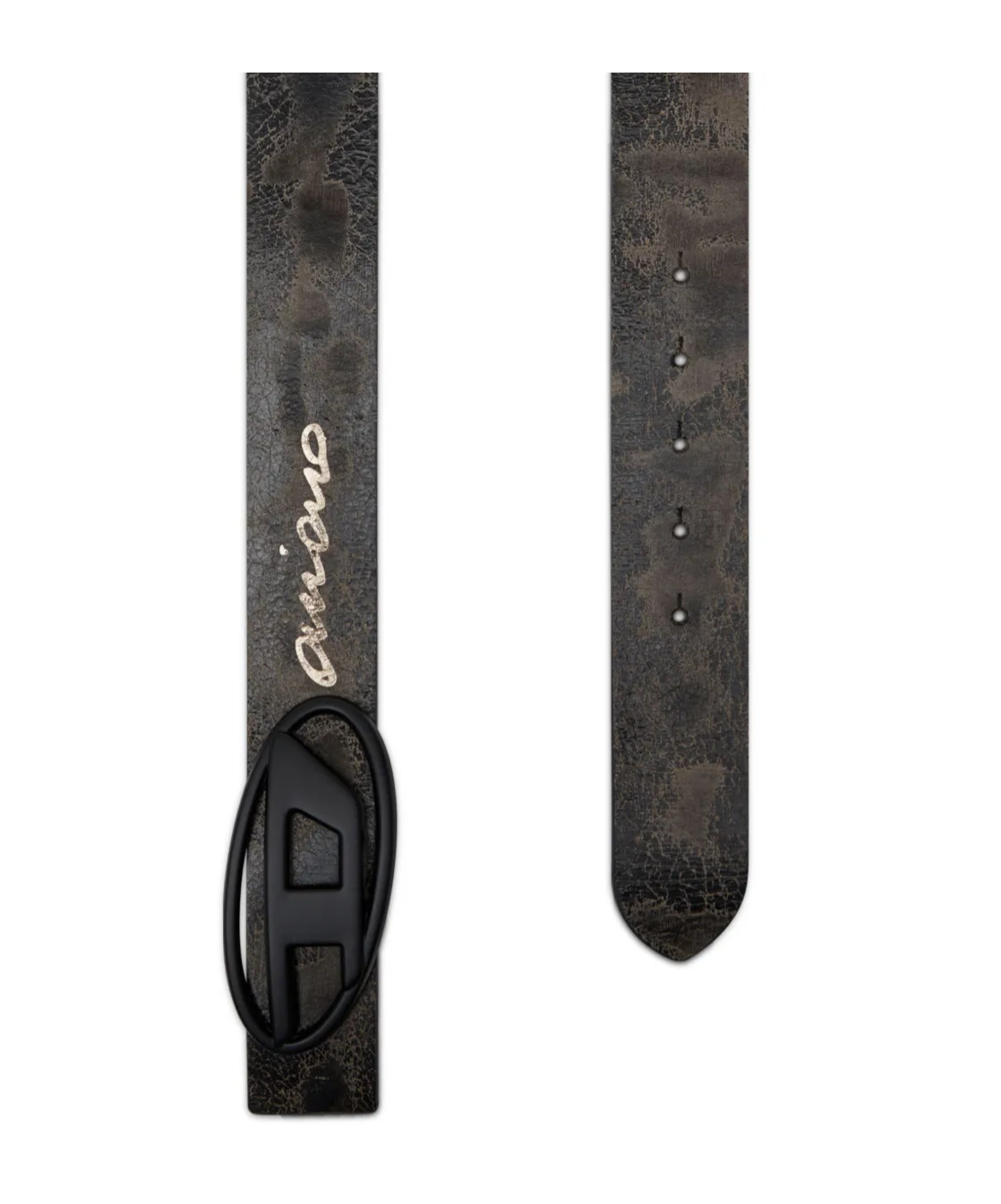 Diesel Reversible Treated Leather Belt In Brown/black