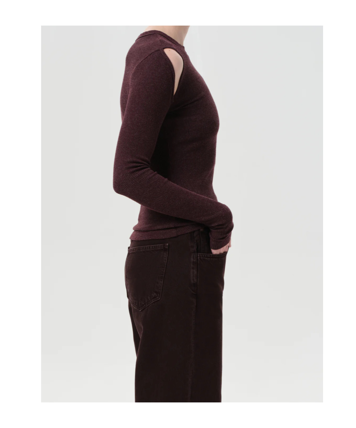 Agolde Pierce Cut-out Longsleeve T-shirt In Black