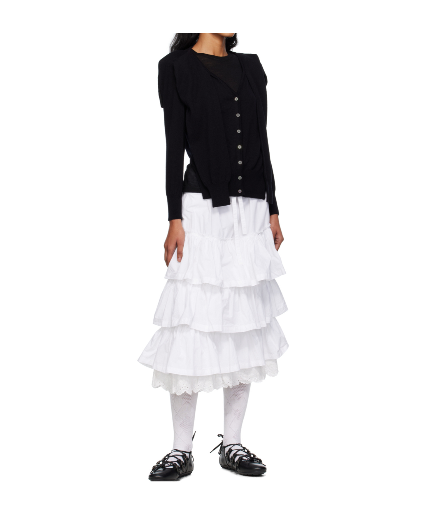 Open Yy Sleeve Layered Cardigan In Black