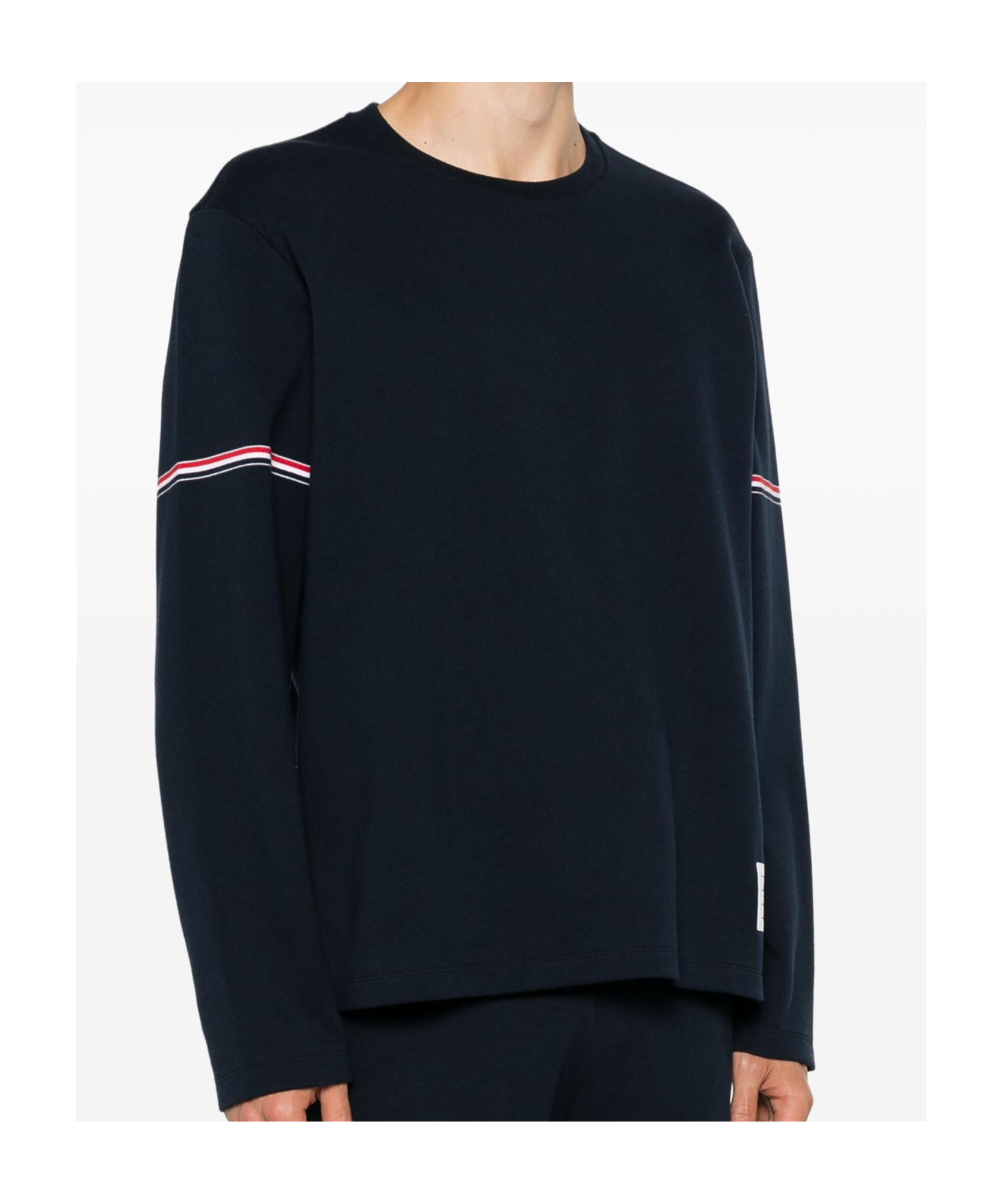 Shop Thom Browne Rwb Stripe Cotton T-shirt In Black