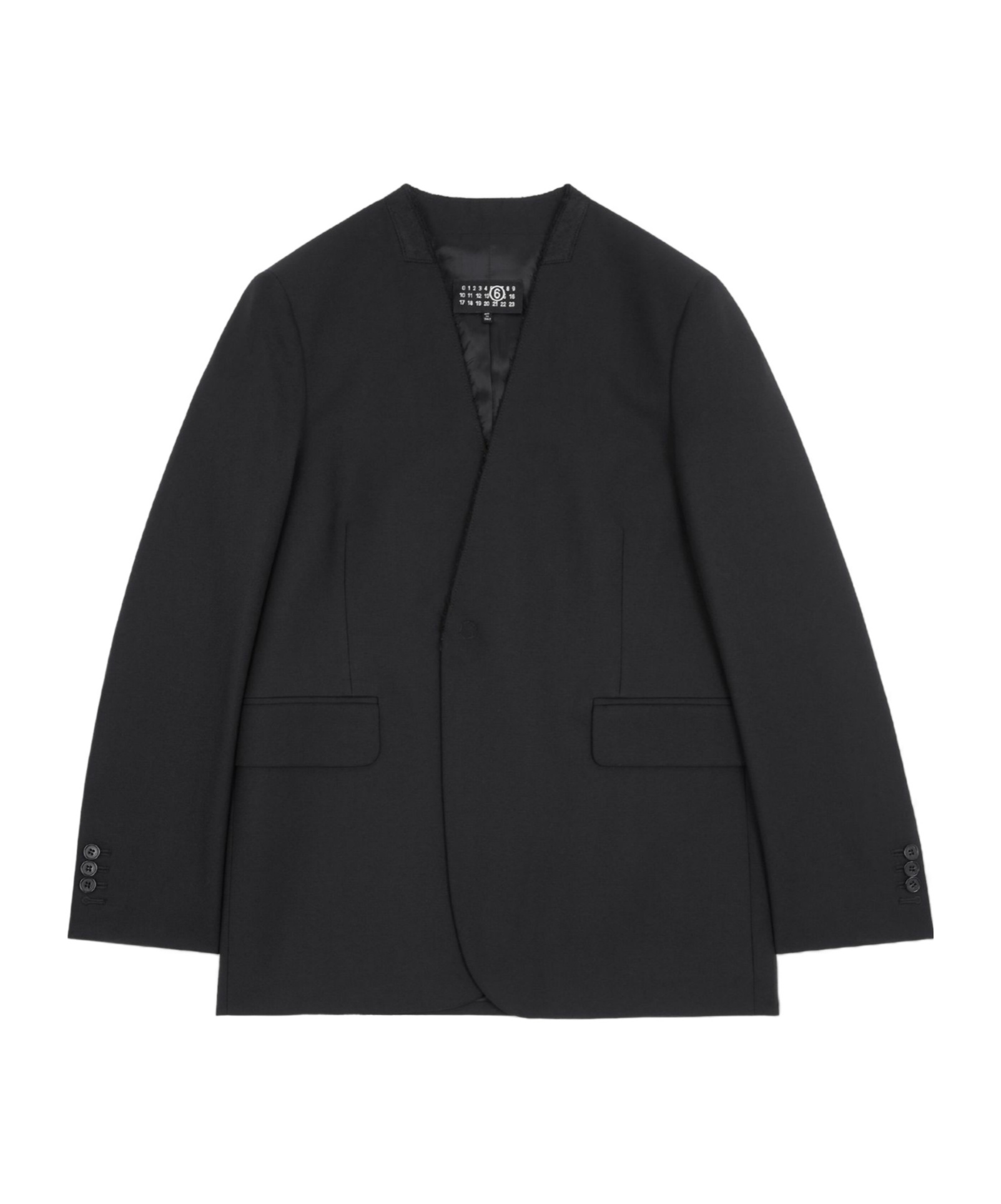 Mm6 Maison Margiela Collarless Suit Jacket In Black