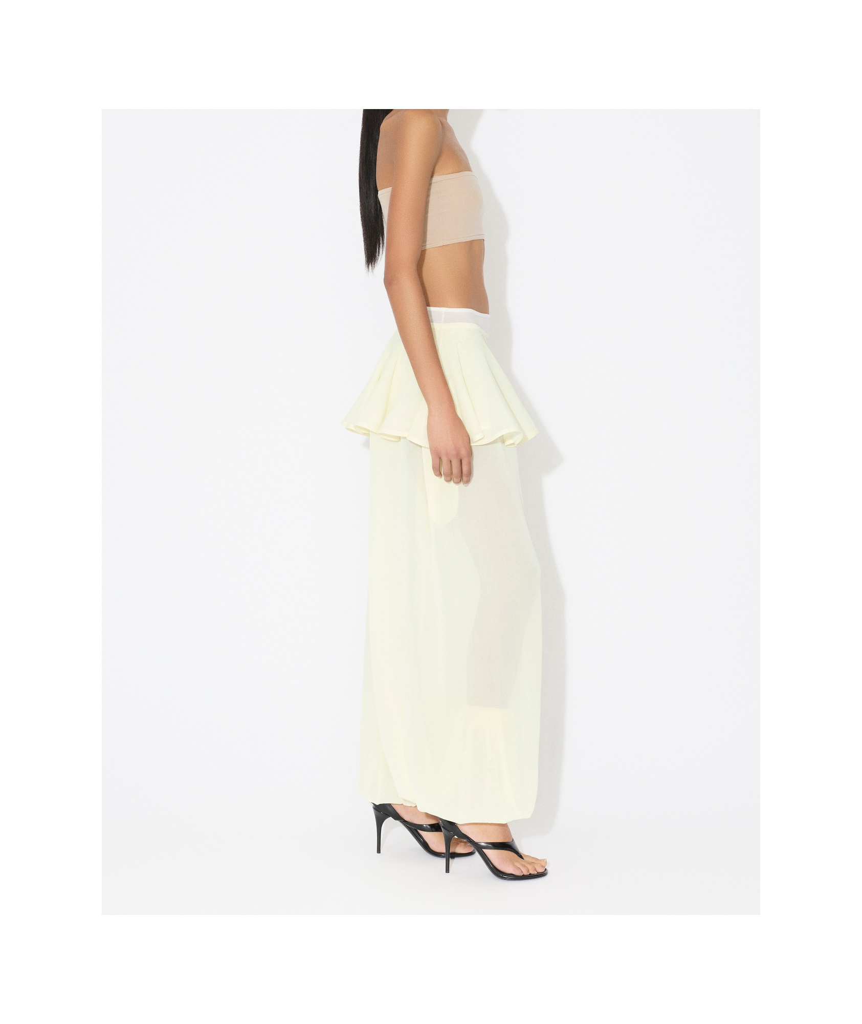 Alaïa Knitted Ruffled Casual Pants In White