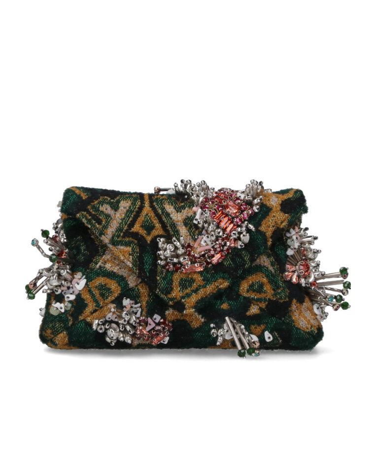 Dries Van Noten Embellished Jacquard Clutch In Multi