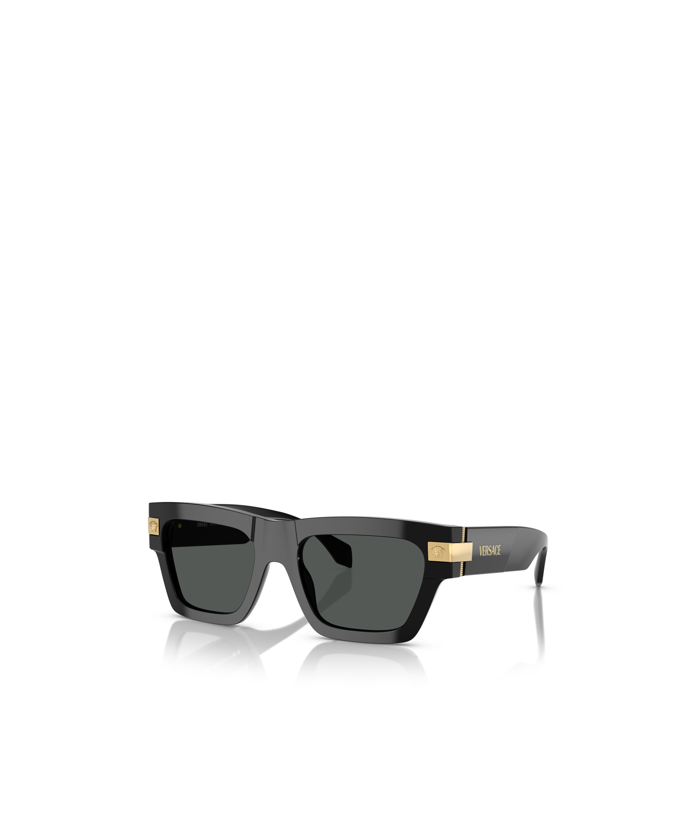 Versace 55mm Plaque Rectangular Sunglasses In Black