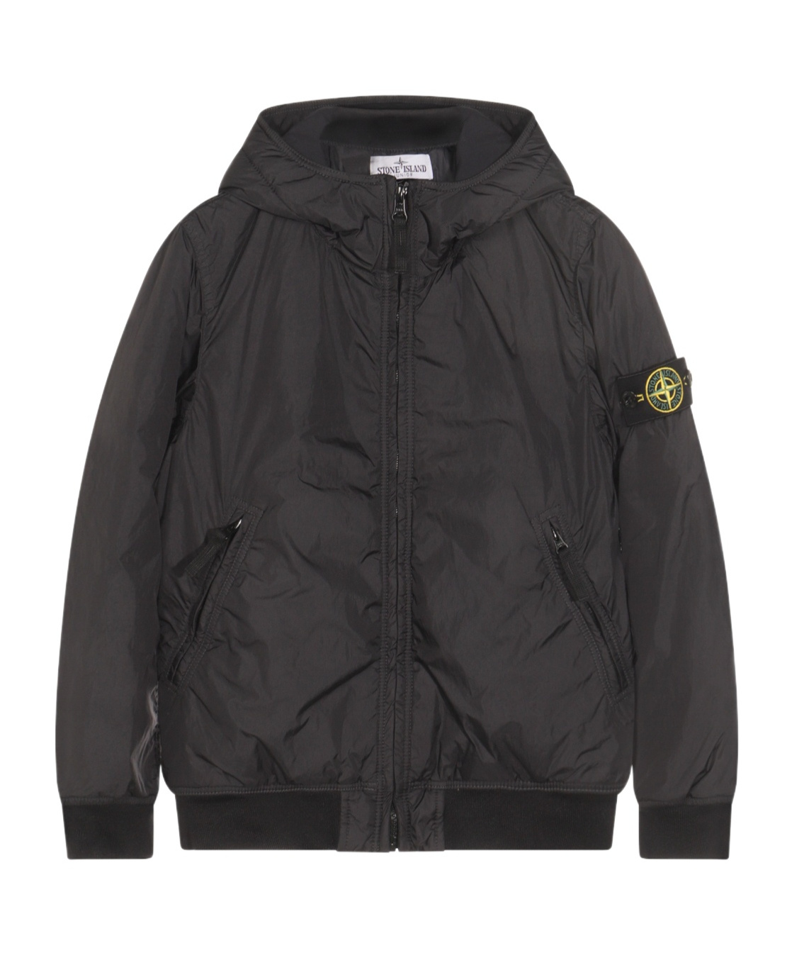 Stone Island Hooded Logo-patch Jacket In Black