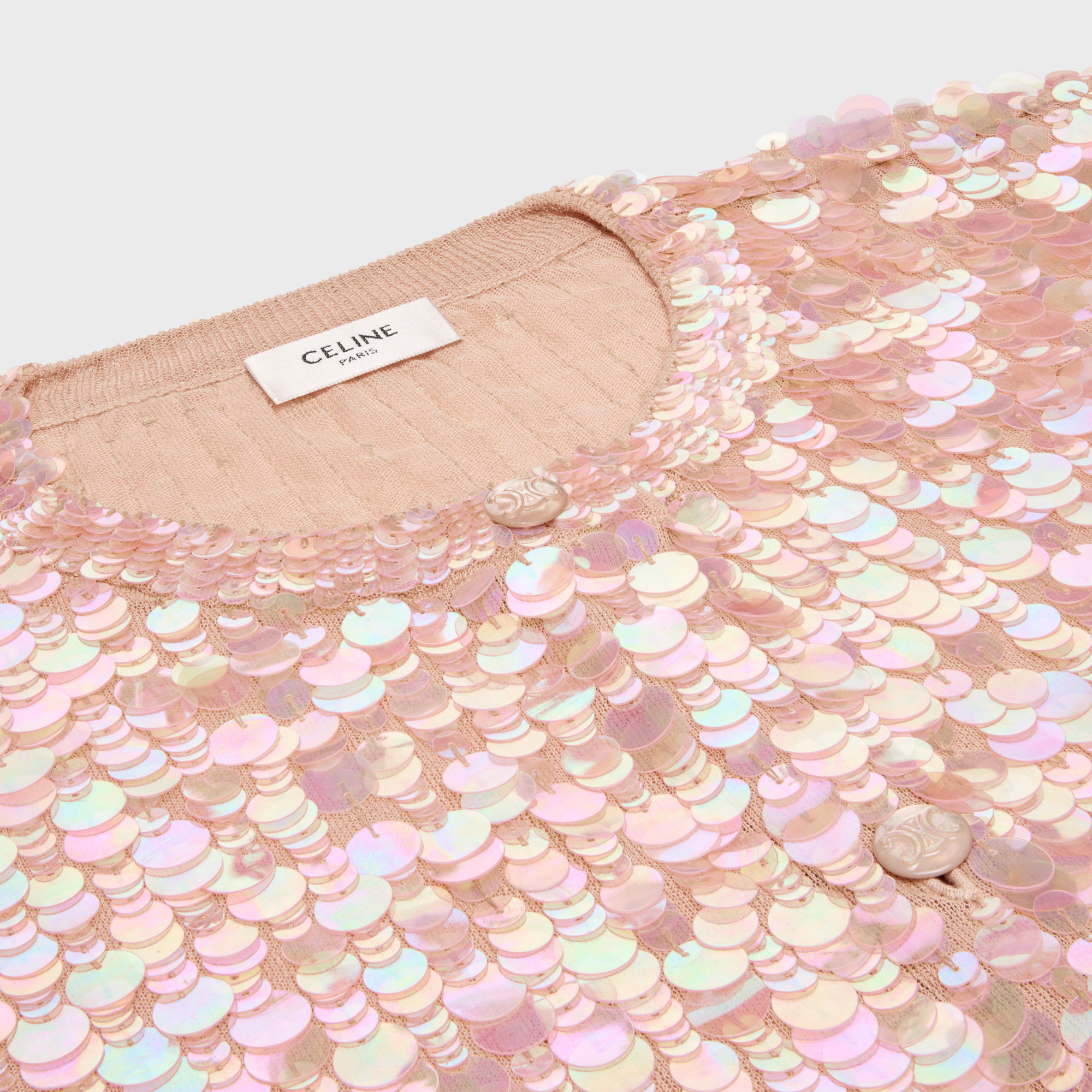 Celine Embroidered Cardigan In Silk In Chair