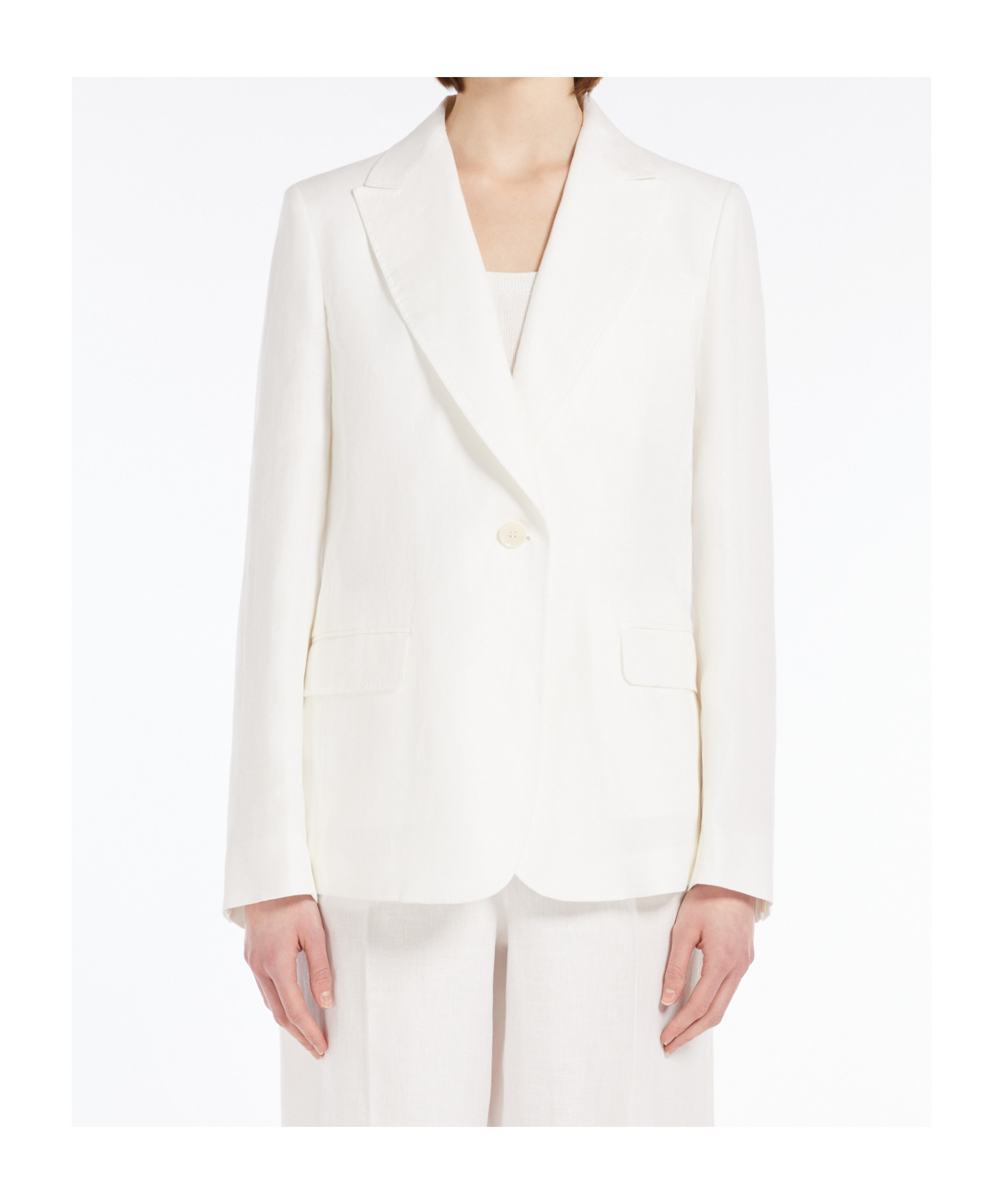 Weekend Max Mara Quito Cotton & Linen Canvas Wide Jacket In White