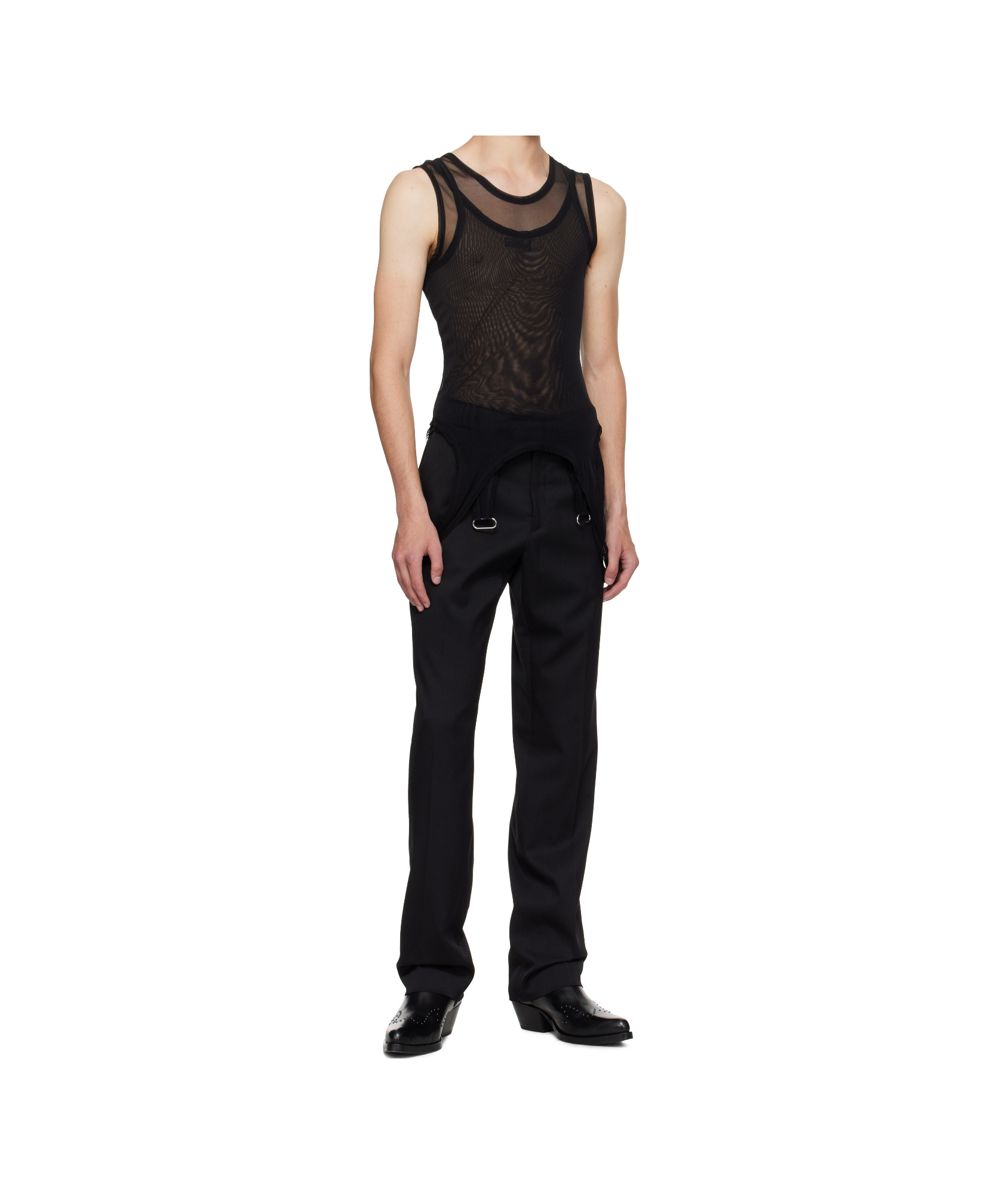 Mugler Transparent Stretch Vest In Black