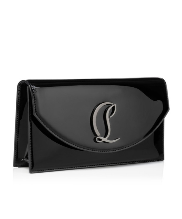 Christian Louboutin Loubi54 Flap Patent Leather Clutch Bag In Black