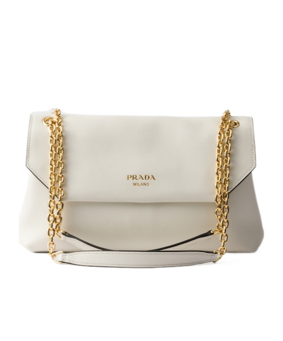 Prada Medium Leather Shoulder Bag In White