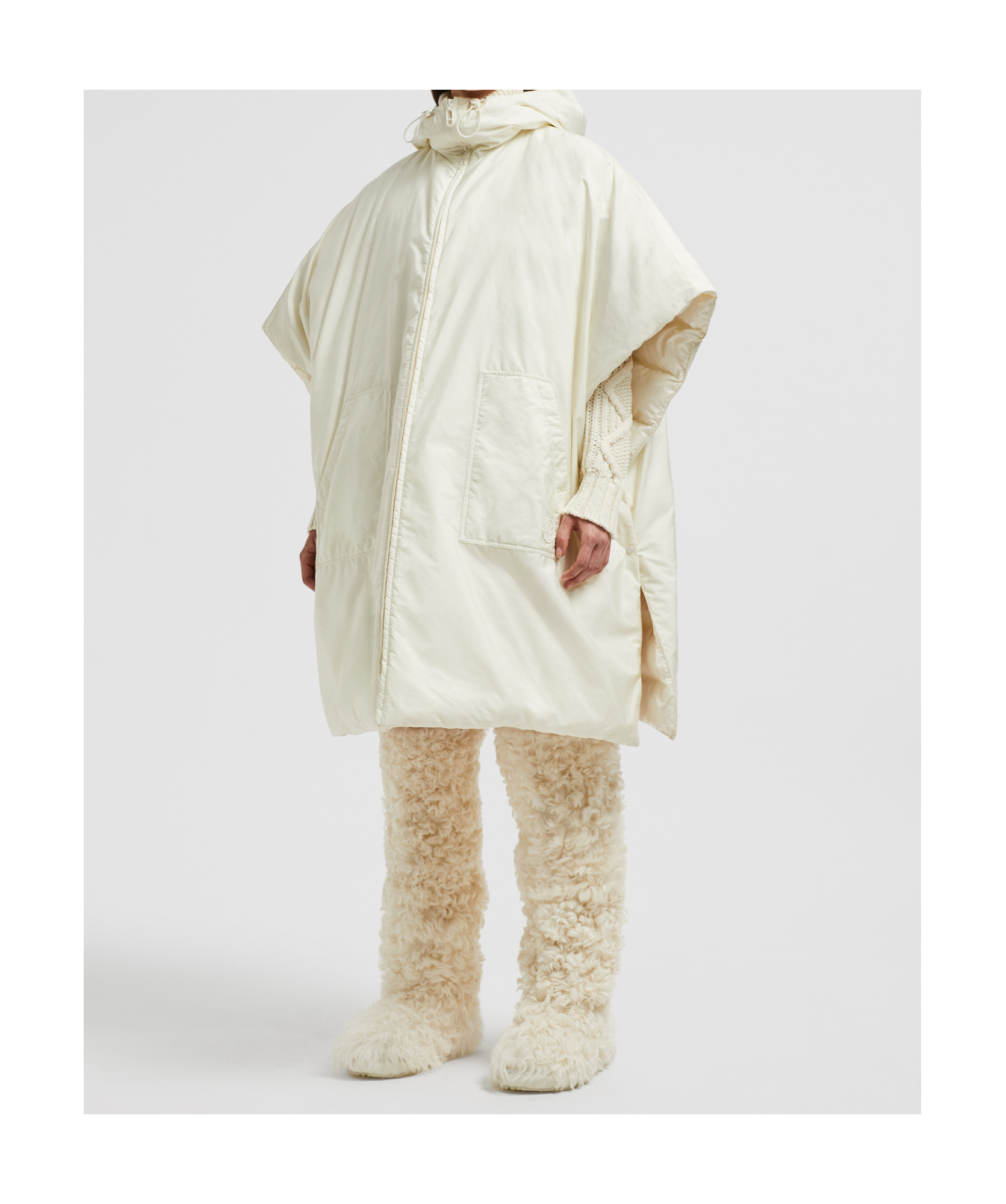 Moncler Hooded And Padded Cape In White
