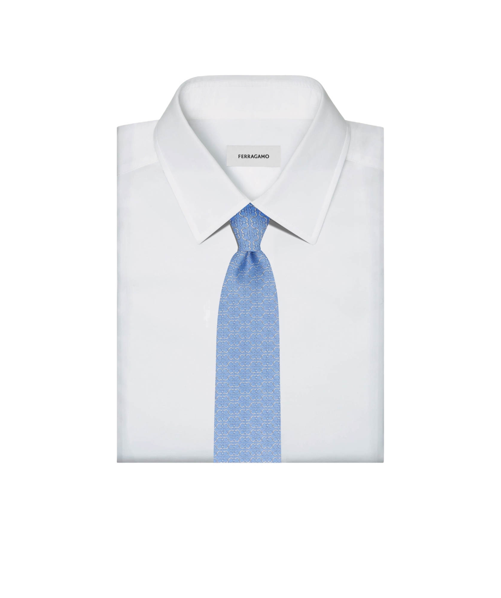 Ferragamo Gancini Printed Silk Tie In Blue