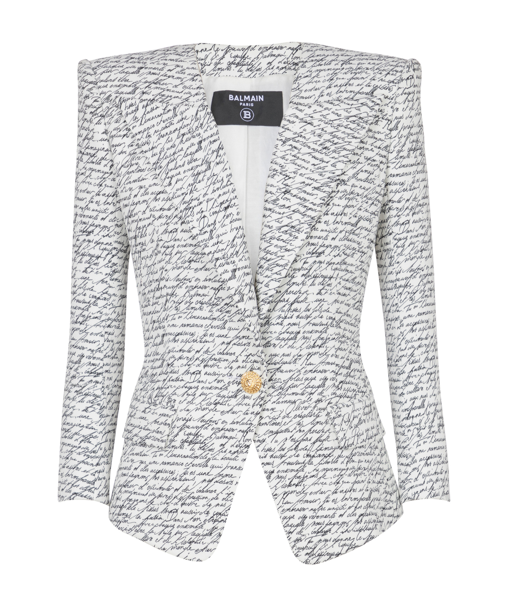 Shop Balmain 1-button Jacket With 'love Letter' Print In White