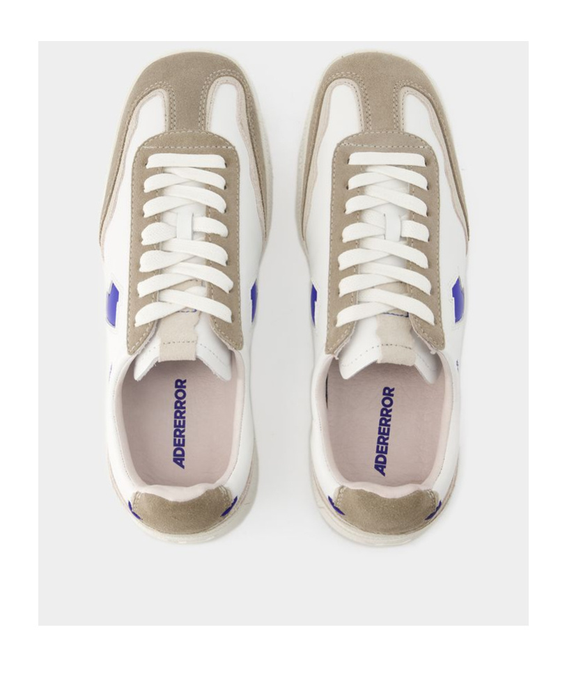 Ader Error Raff Logo-embroidered Leather Sneakers In White