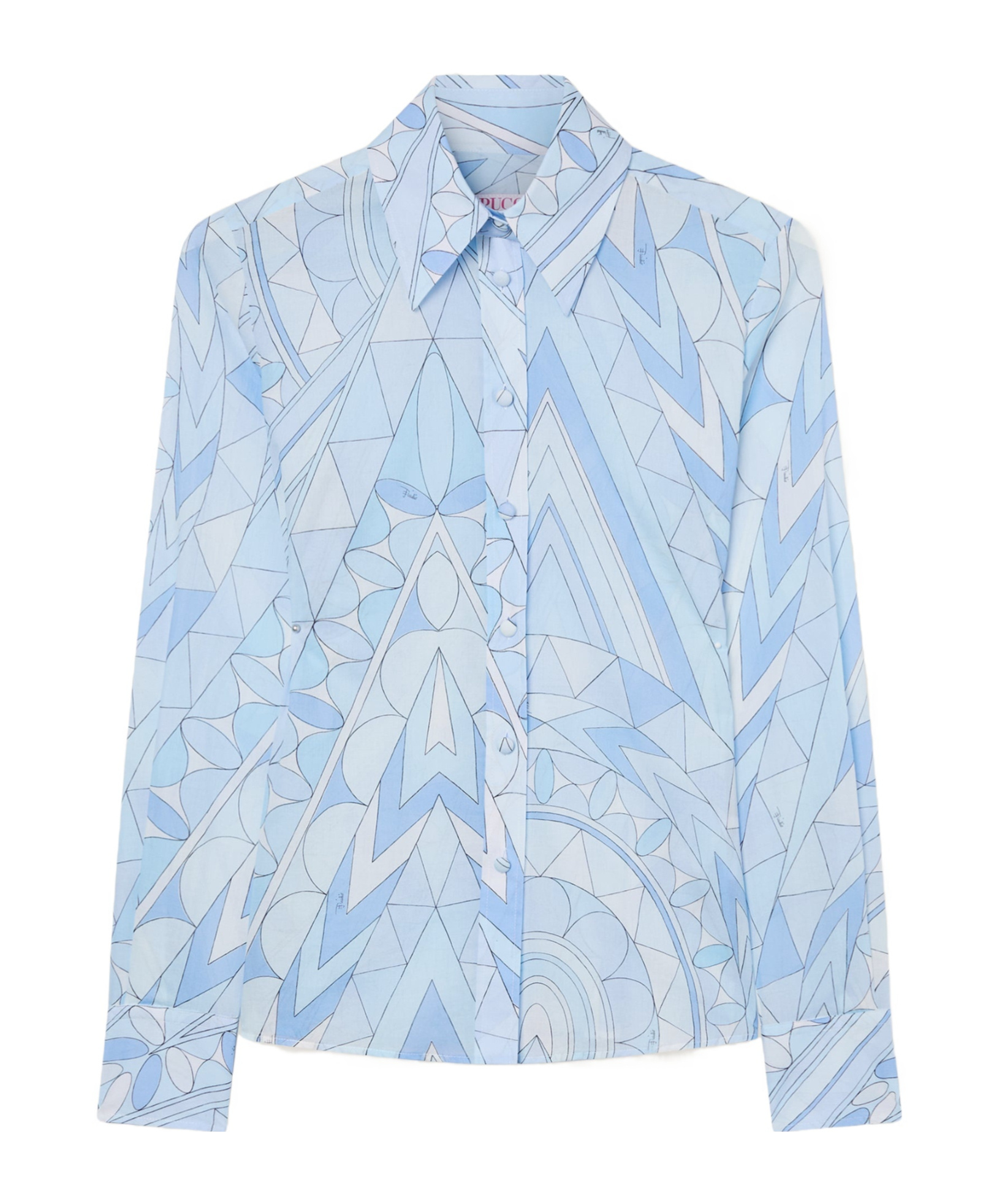 Pucci Manuba Print Cotton Shirt In Light Blue