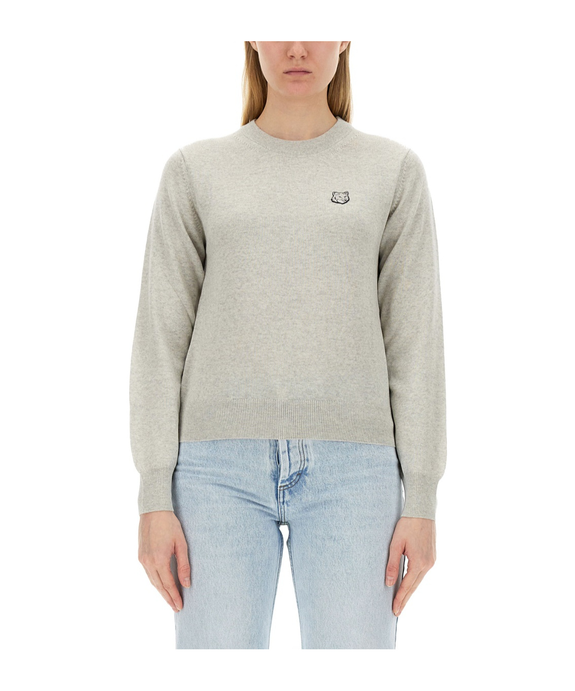 MAISON KITSUNÉ LOGO-EMBROIDERED MERINO JUMPER