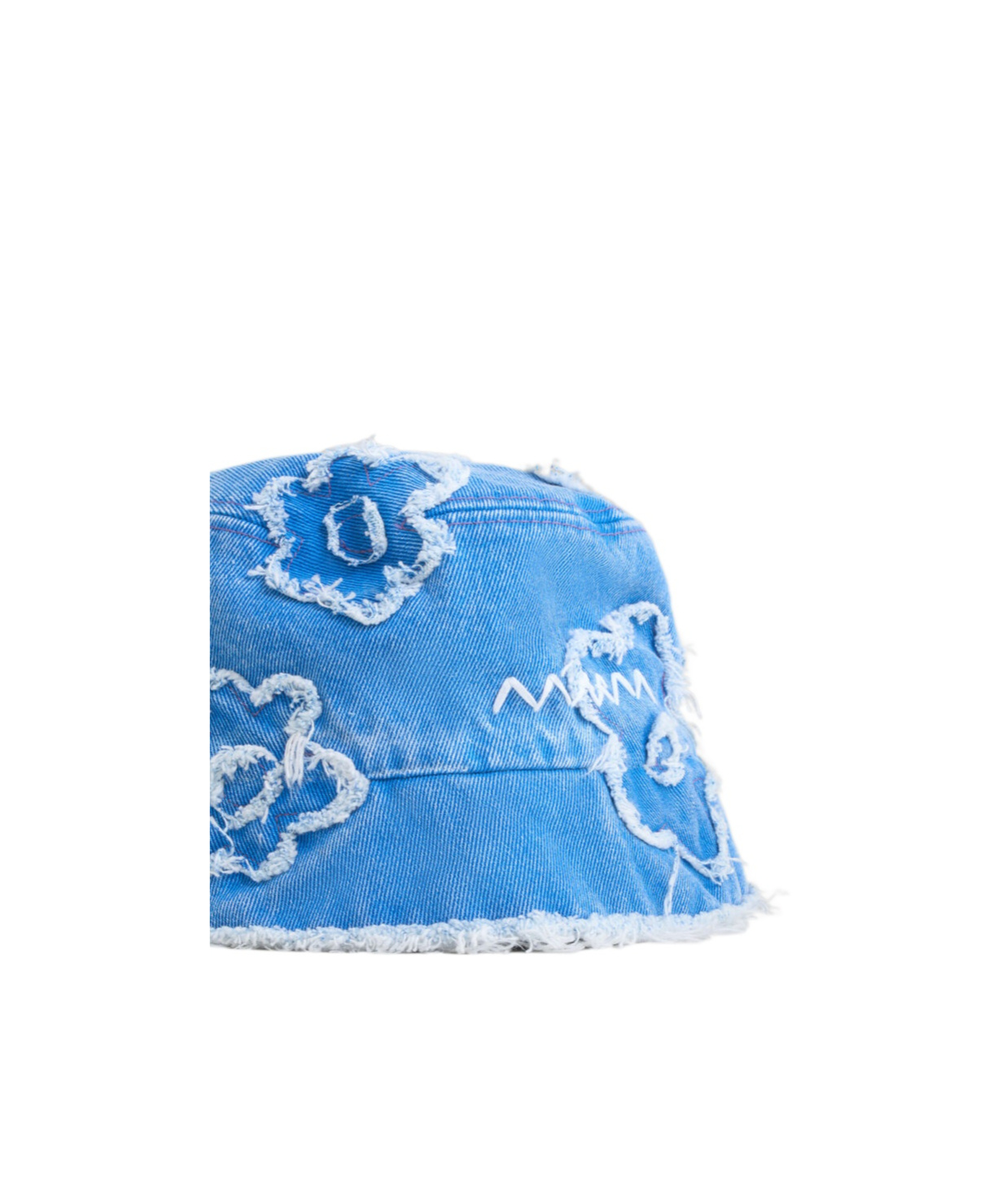 Marni Light Blue Denim Bucket Hat With Dillies Patch Details In Blue