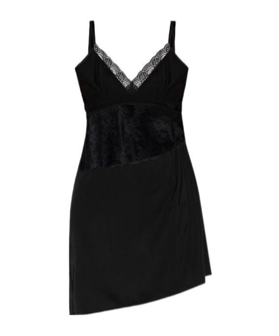 Vetements Lace-insert Slip Mini Dress In Black