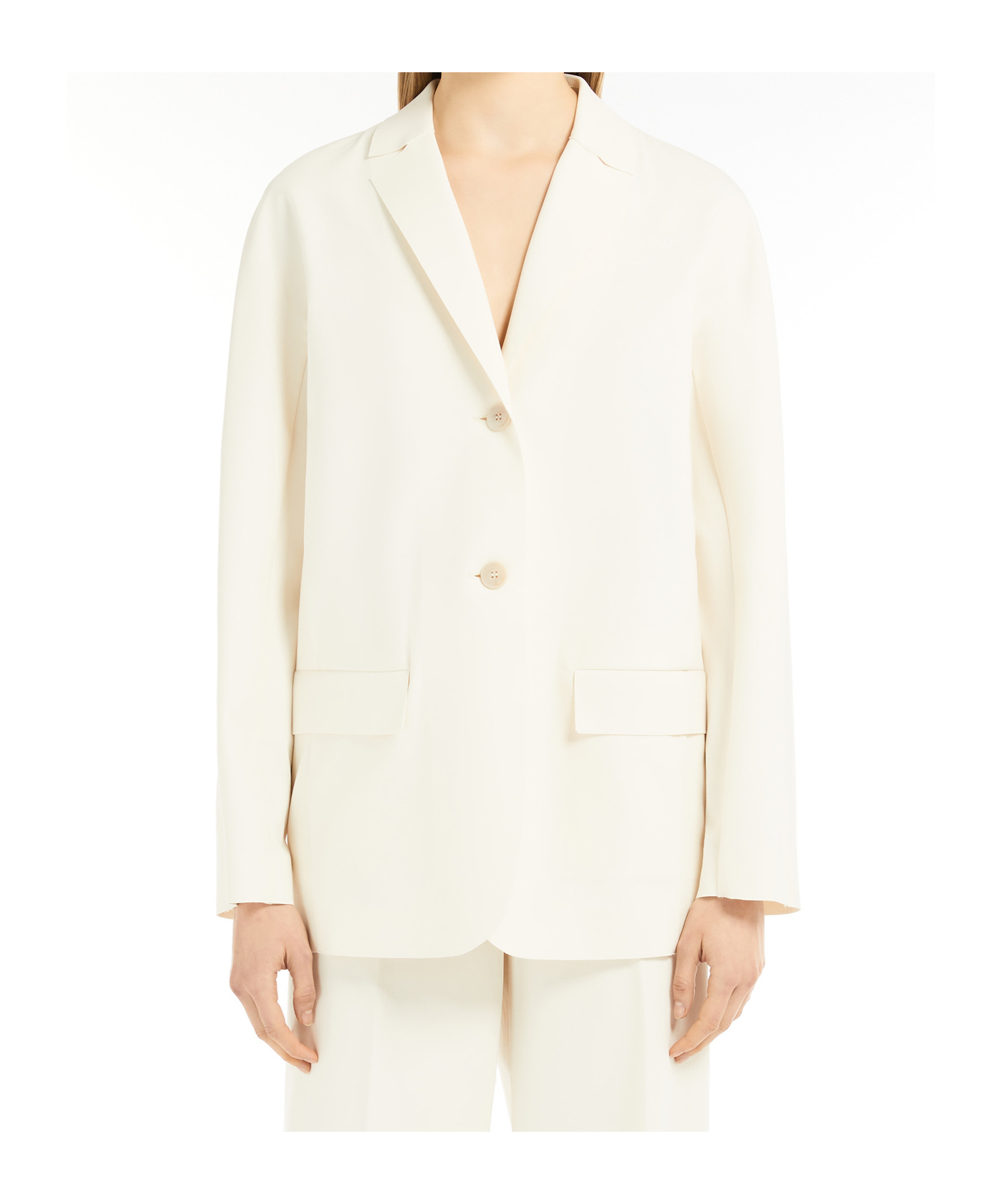 Max Mara Single-breasted Jersey Blazer In White