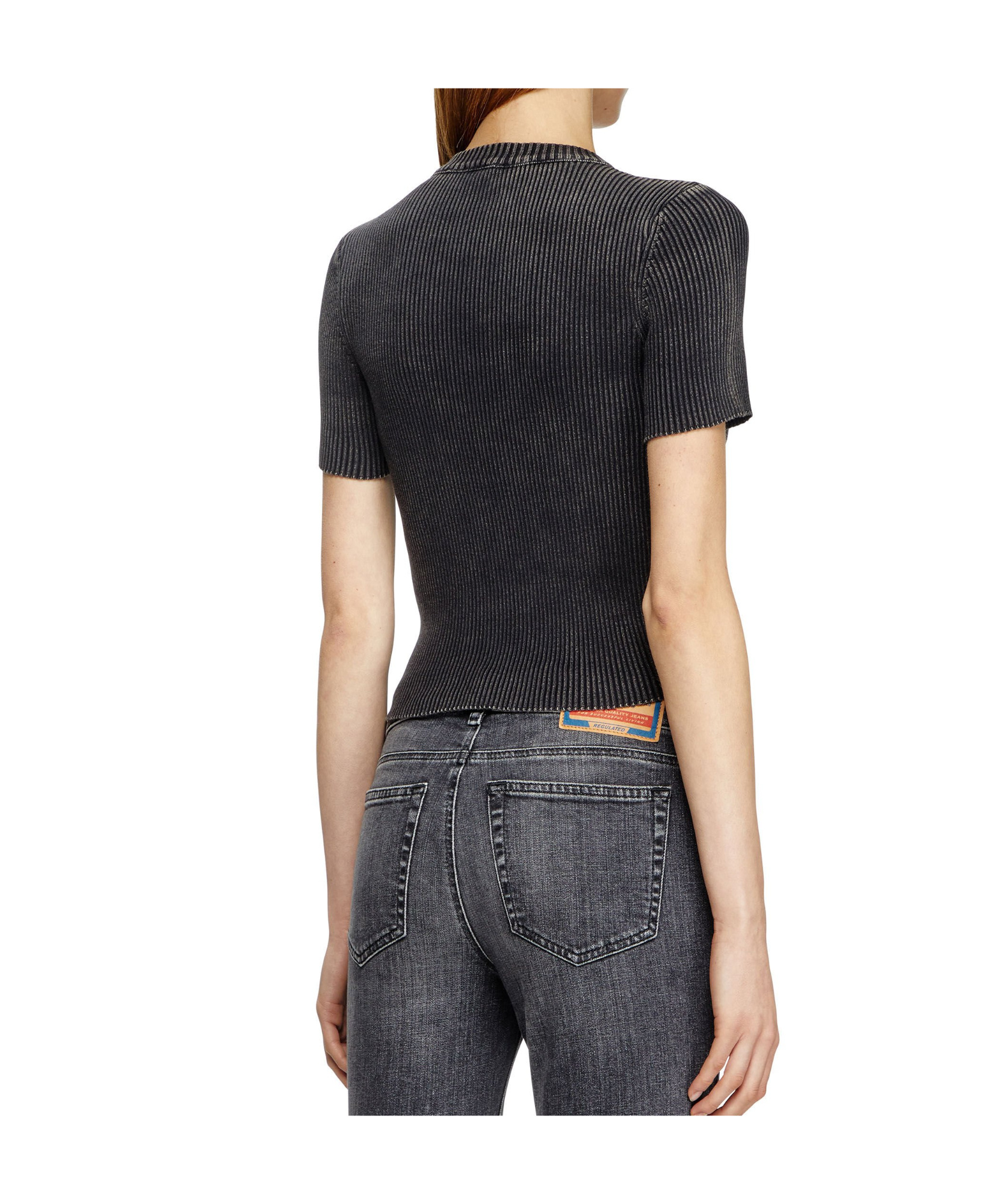 Diesel M-anchor-a-ss Short-sleeved Jumper In Black