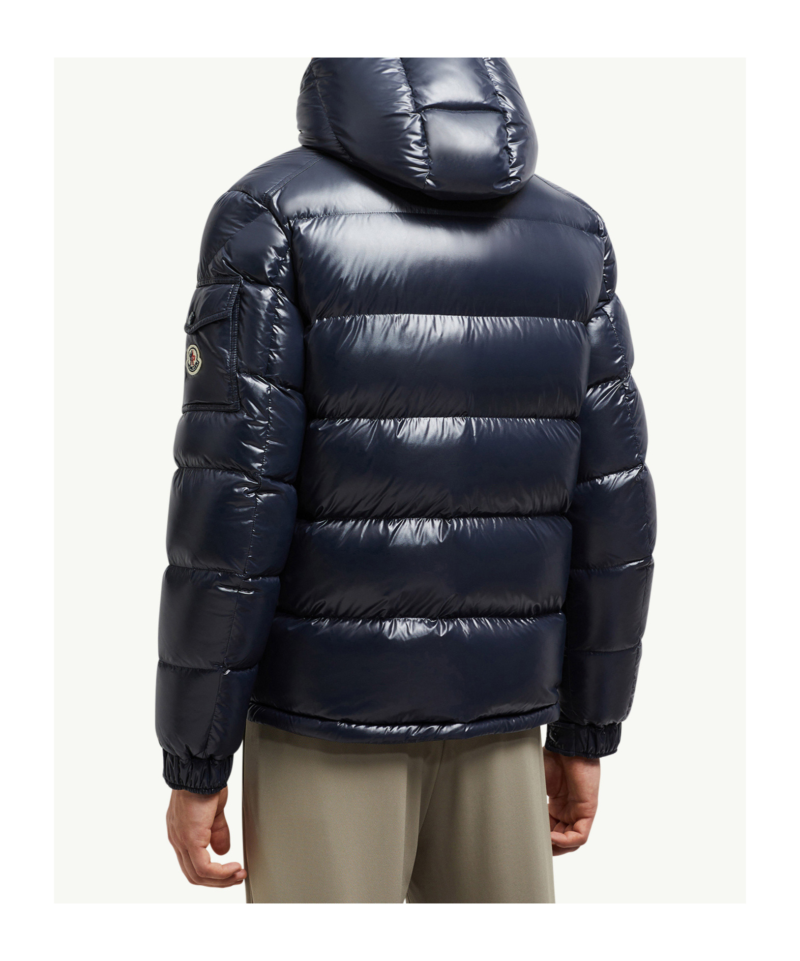 Moncler Mens Navy Maya Logo-patch Padded Shell-down Jacket In Black