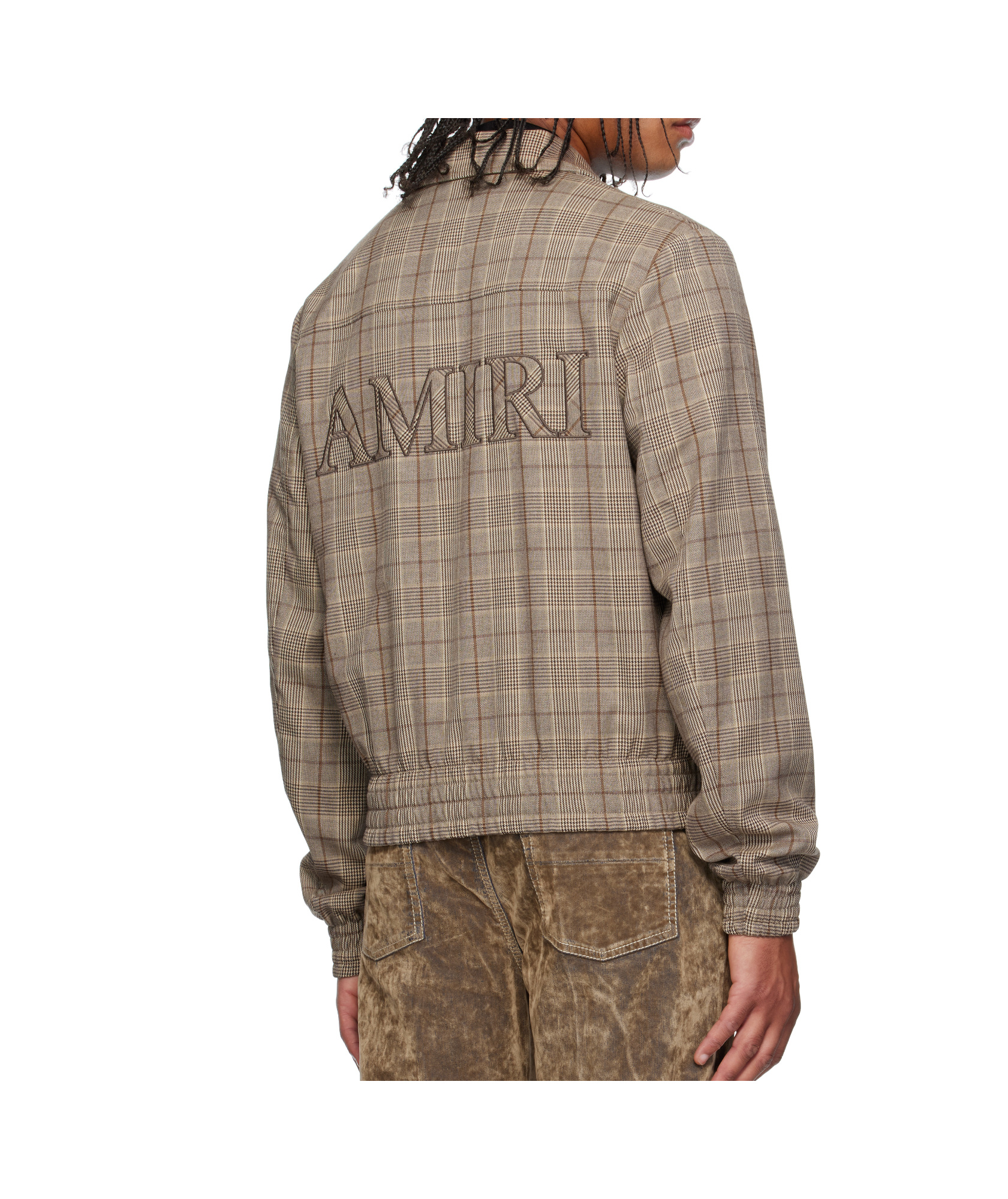 Amiri Check Wool Blouson Jacket In Brown