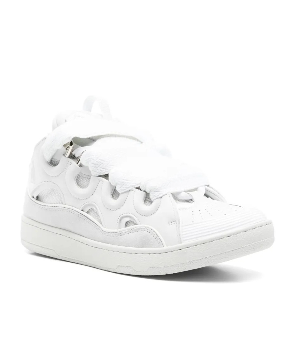 Lanvin Unisex Leather Curb Sneakers With Glitter Effect