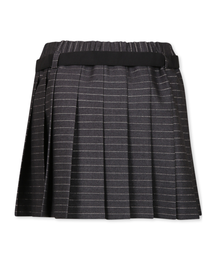 Msgm Gray Skirt For Girl With White Logo In Black