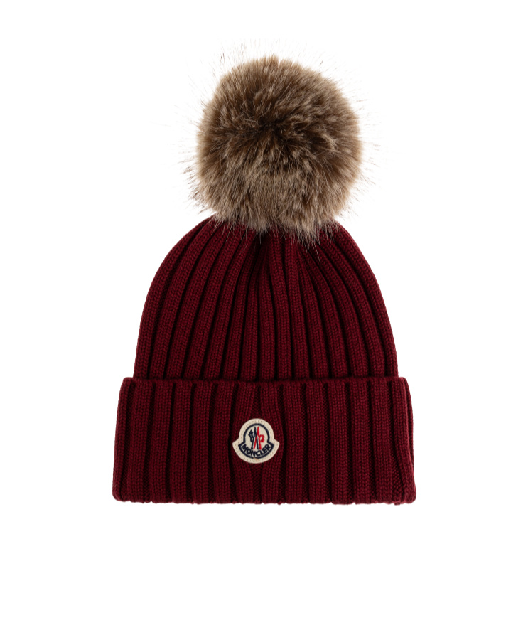 Moncler Rib-knit Hat In Brown