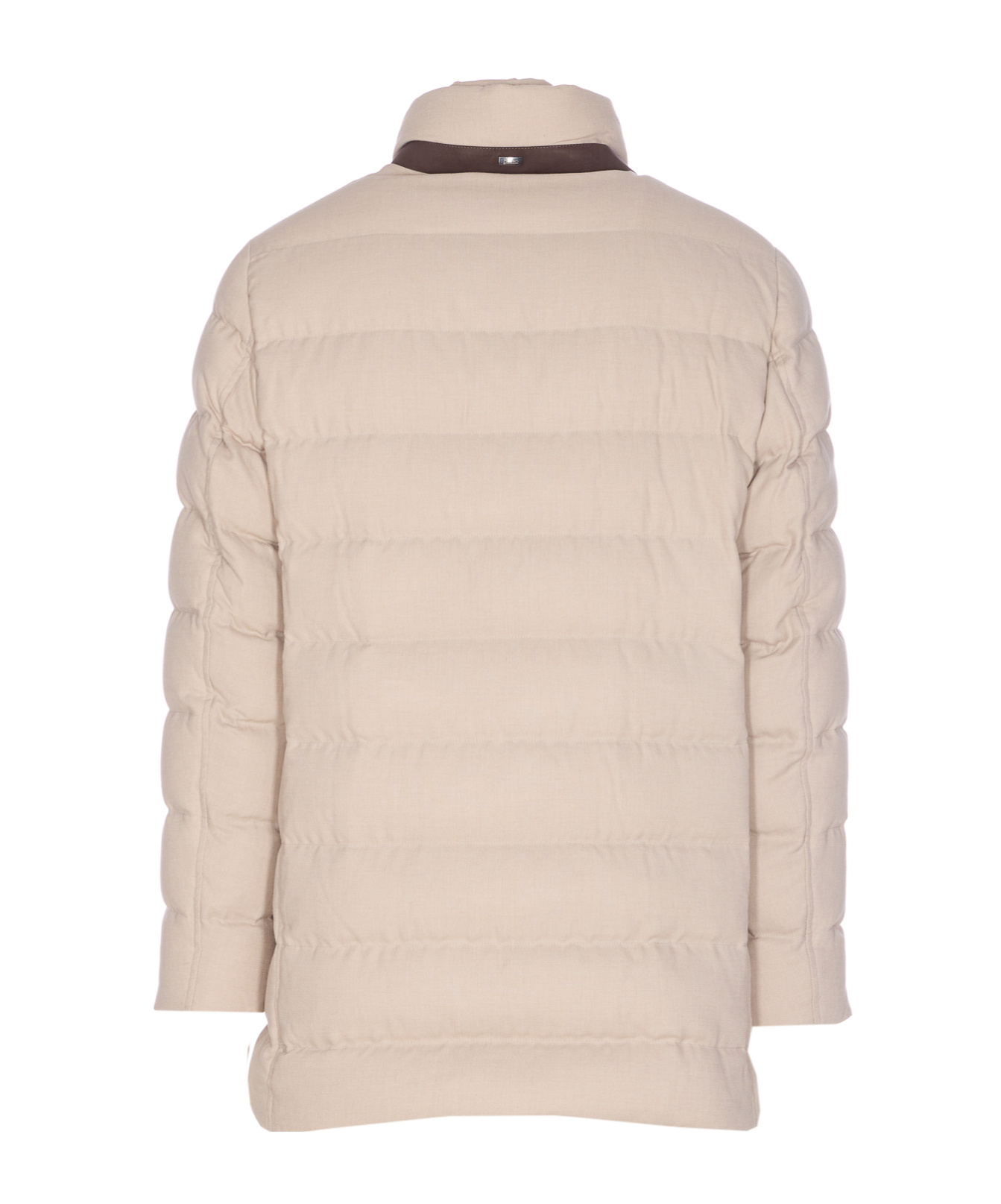 Herno Men Single Breasted Down Jacket In Neutral