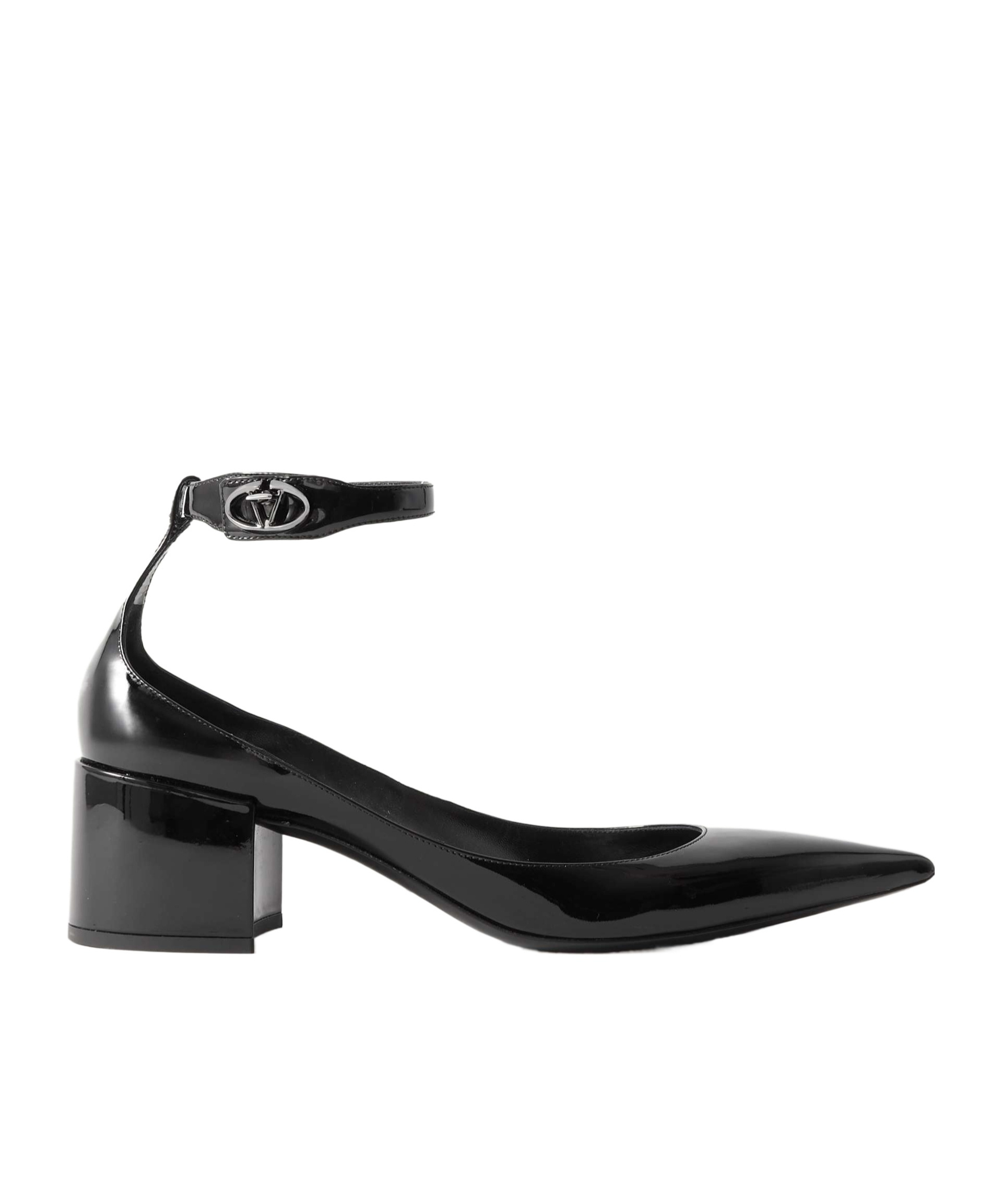 Valentino Vlogo Lockette Leather Ankle Strap Pumps In Black