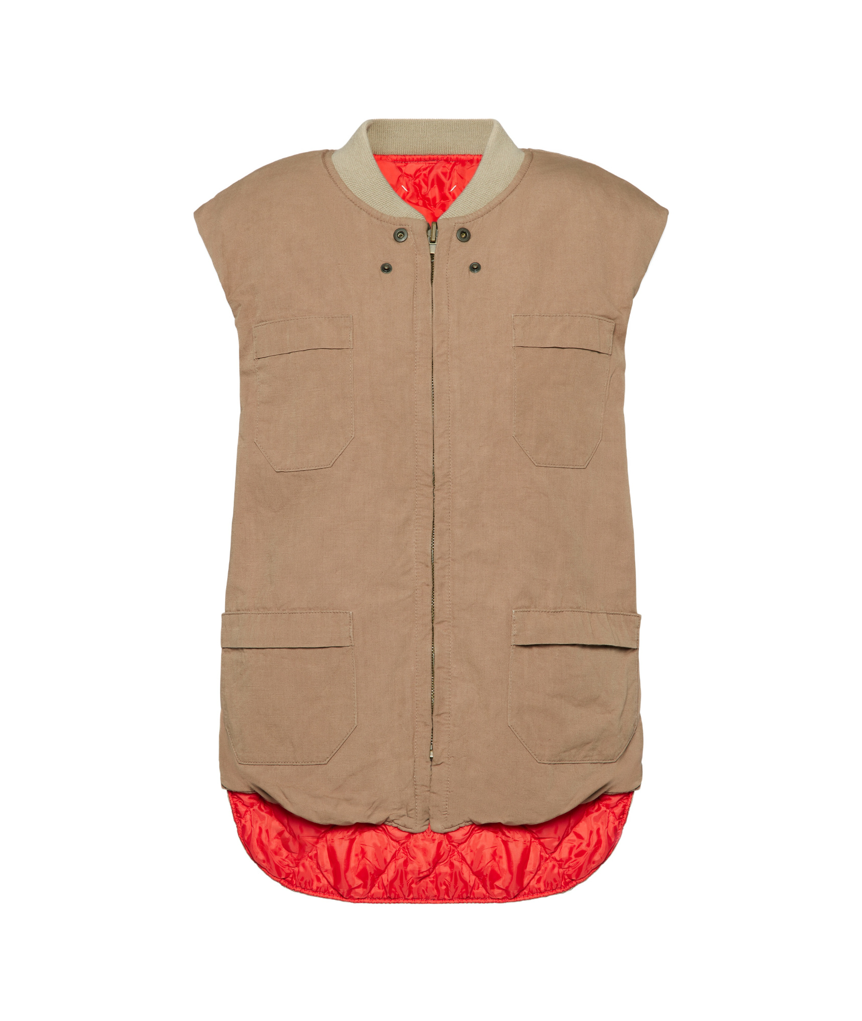Maison Margiela Linen-blend Waistcoat In Brown