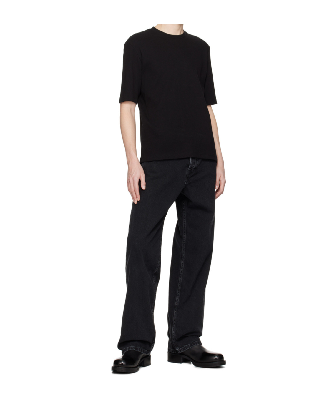 Filippa K Black Rib T-shirt In Black