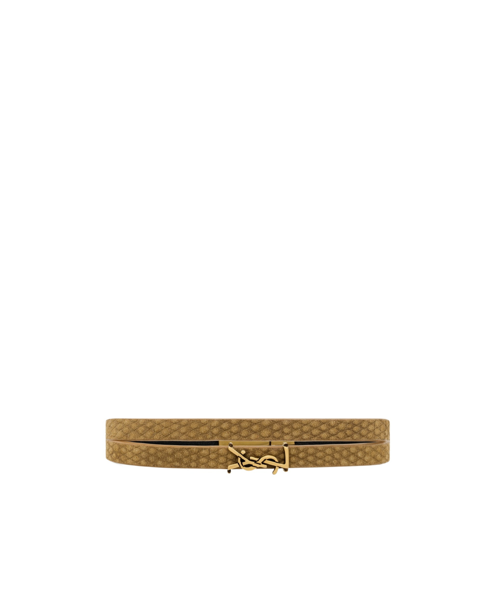 Saint Laurent Cassandre Lizard-effect Leather Wrap Bracelet In Yellow