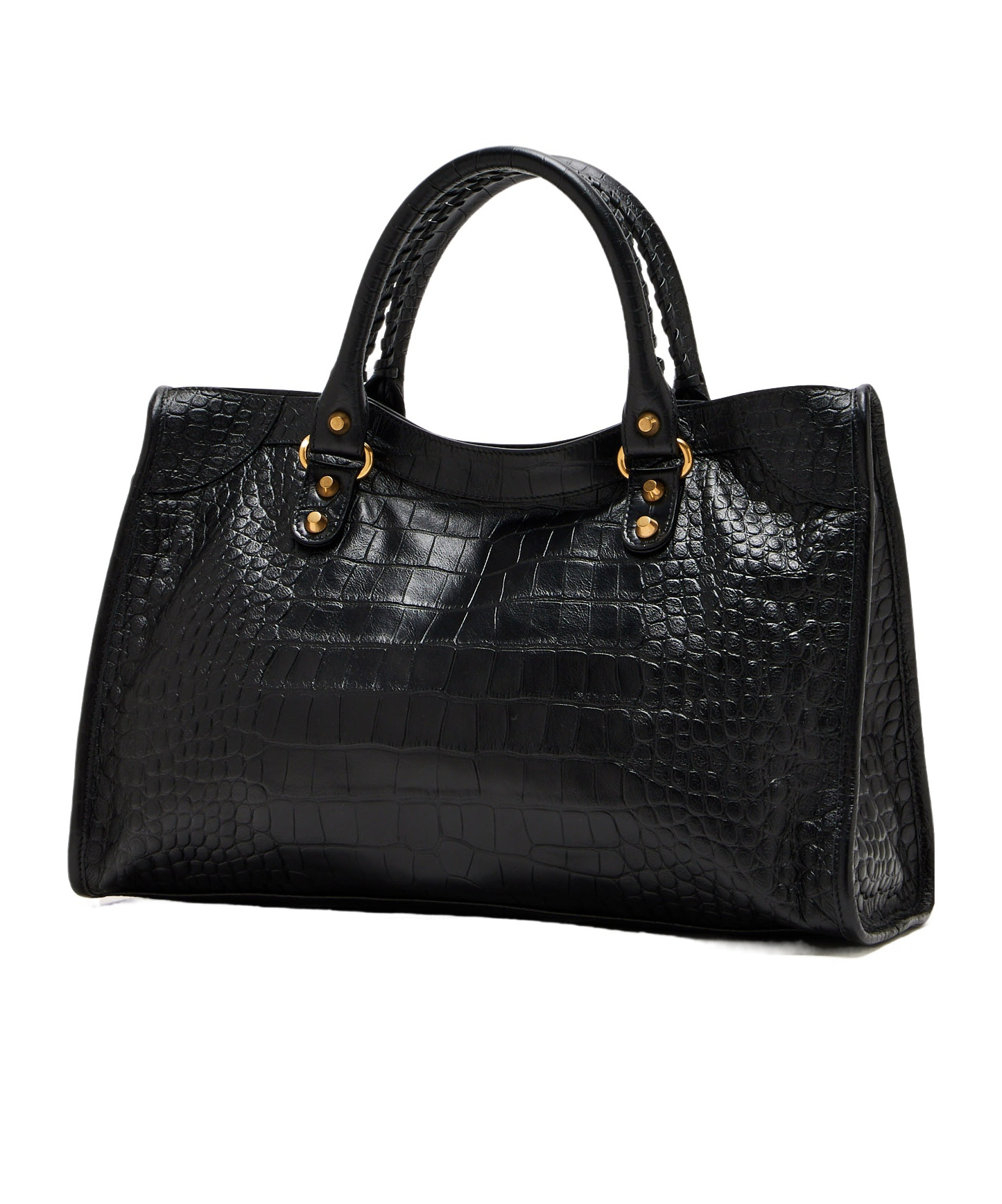 Balenciaga Medium Le City Crocodile-embossed Top-handle Tote Bag In Black