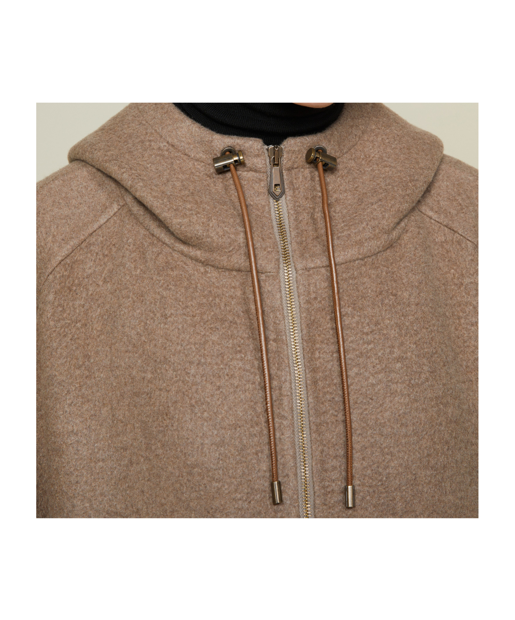 Max Mara Double Cashmere Blouson With Hood In Brown