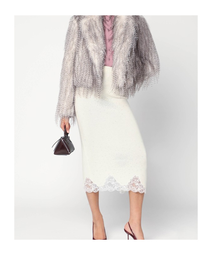 Giuseppe Di Morabito Gonna White Tube With Lace And Rhinestones In White