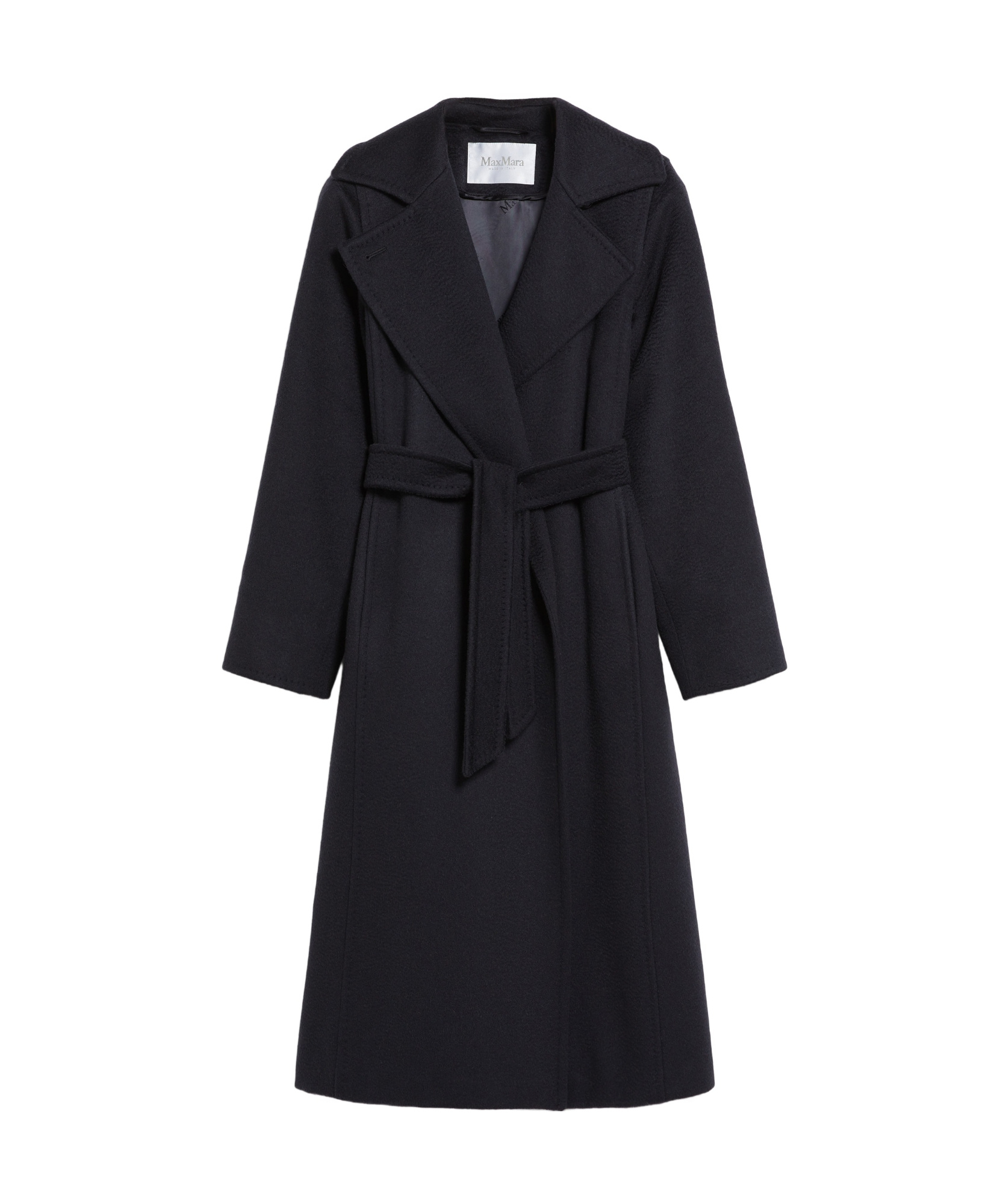 Max Mara Collared Belted Coat In Black