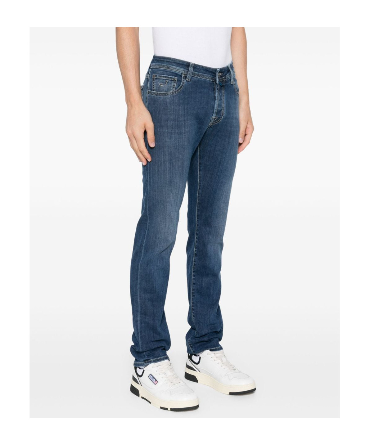 Jacob Cohen Slim Faded Effect Jeans With Belt Loops In Blue